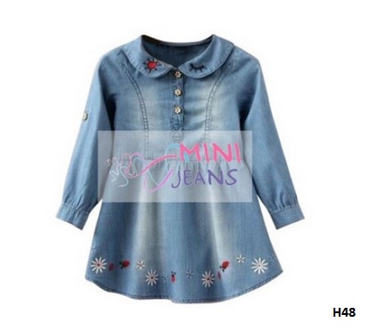 denim dress lengan panjang anak